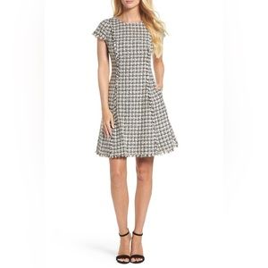 Eliza J Houndstooth Boucle Fringe Dress - 6